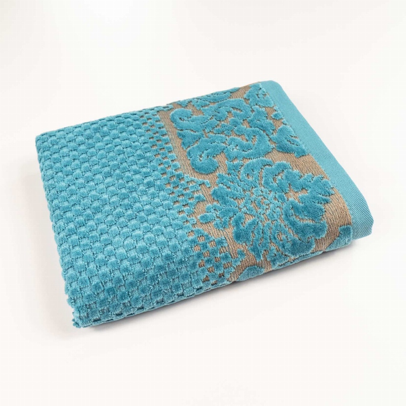 Рушник махровий для обличчя та рук 40x70см Damask Преміум якості Жакардове з велюром 550г/м2 GM Textile (Смарагдовий)